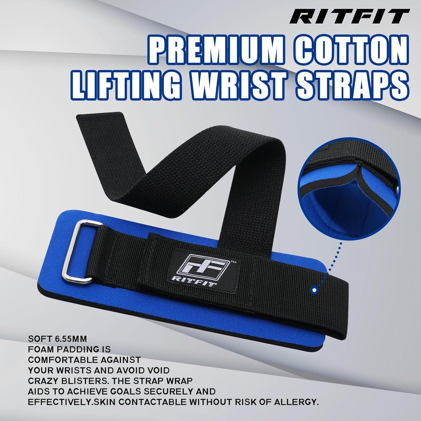 RitFit Weightlifting Wrist Straps - Durable Lifting Wraps for Powerlifting & Strength Training