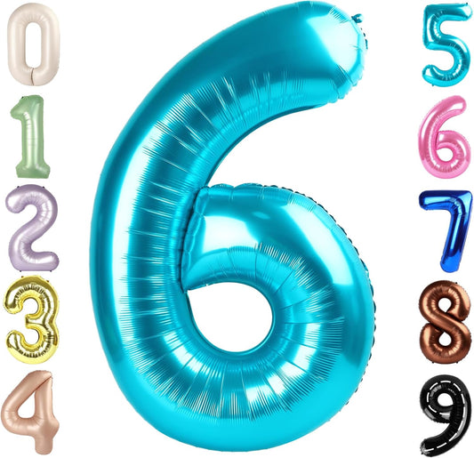 Number 6 Balloon - 40 Inch Light Blue Birthday Decoration for Men & Women | Perfect for 6th Birthday Celebrations