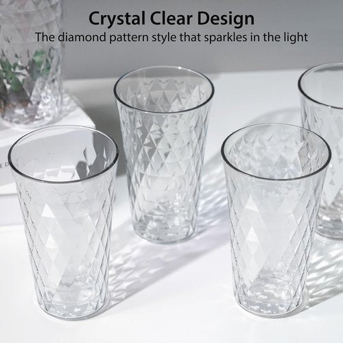 Freshmage 20 oz Unbreakable Plastic Drinking Glasses - BPA Free, Microwave Safe, Stackable | 8 Pack for Home & Outdoor Use
