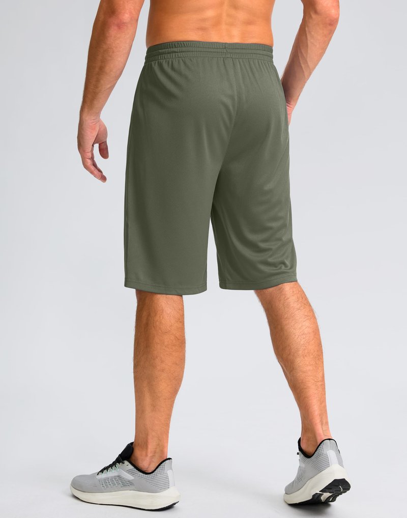 Men's Athletic Shorts with Pockets 9" / 11" Long Basketball Shorts Lightweight Quick Dry Gym Workout Shorts for Men(Sage,S)