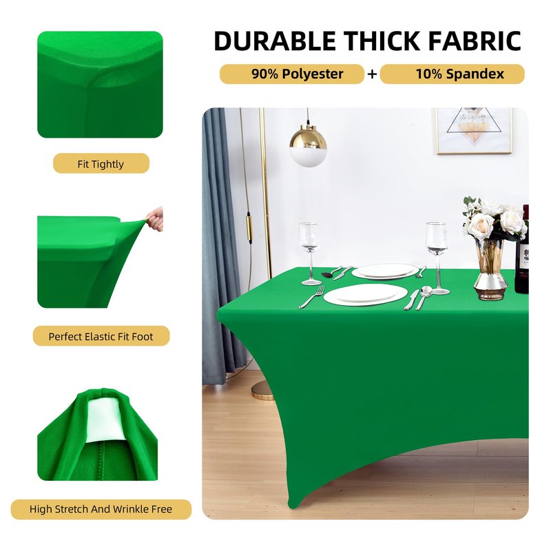ZarzaaSik 2-Pack 6ft Spandex Table Covers for Rectangle Standard Folding Tables - Wrinkle Resistant Stretch Tablecloths - Ultimate Fitted Table Protector for Parties, Trade Shows, Banquet