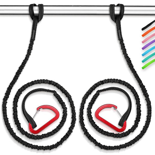 OCEANBROAD Kayak Paddle Leash with D-Ring Stretchable Bungee Strap Lanyard Rope for SUP Kayaking Boating Canoeing Fishing Pole Rod 4-7 Feet Black 4 Pack