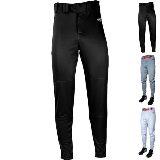 Rawlings mens LAUNCH SERIES Baseball Pants | Tapered Jogger Fit | Adult Sizes | Solid | Multiple Colors Black, Medium