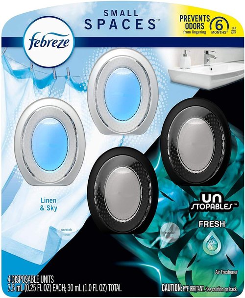 Febreze Small Spaces Air Freshener - Linen & Sky Scent | 4-Pack for Lasting Freshness