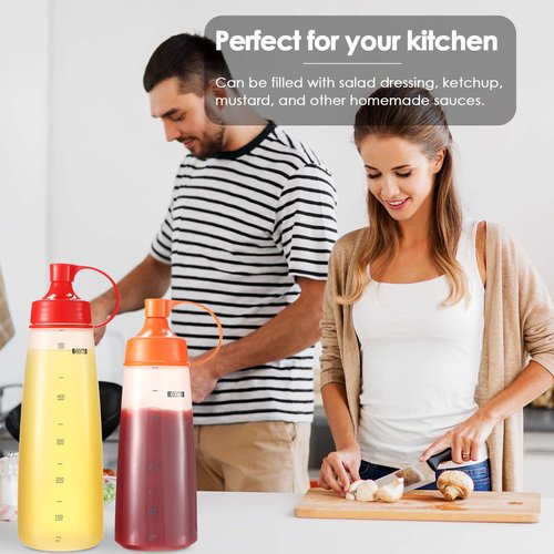 Condiment Squeeze Bottle for Sauces Wide Mouth, Plastic Squeeze Bottles for Condiments, Paint, Ketchup, Mustard, Oil, Resin, Baking, Cake Decorating, Cleaning, BPA Free-Food Grade (19 oz., 2, Count)