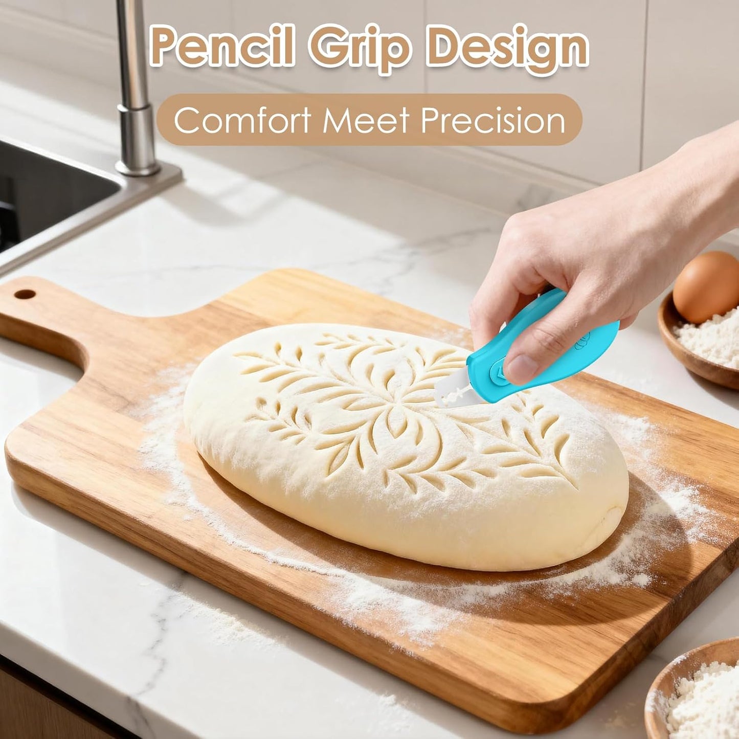 Skiennix Bread Lame - Magnetic Sourdough Scoring Tool with 5 Razor Blades | Blue Design for Perfect Cuts