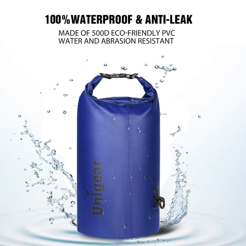 Unigear Dry Bag Waterproof, Floating and Lightweight Bags for Kayaking, Boating, Fishing, Swimming and Camping with Waterproof Phone Case (Blue, 2L)