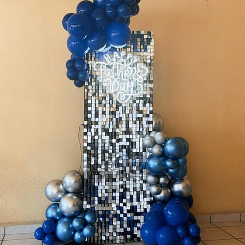 Blue Silver Balloons Set, 12 Inch Blue and Silver Balloons Dark Navy and Confetti Party Latex Balloon, Macaron Metallic Baby Blue Mixed Balloon for Birthday Graduation Baby Shower Wedding Retirement