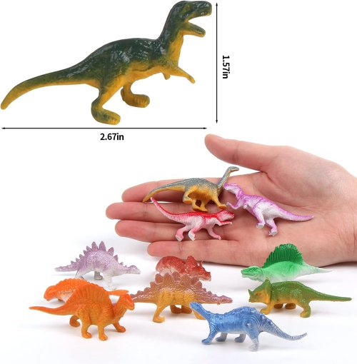 FINGOOO Mini Dinosaur Figures Set - 39 Assorted Vinyl Toys for Dino Party Cake Toppers & Easter Gifts