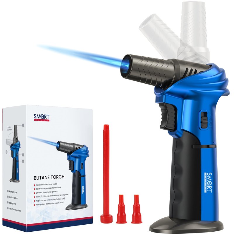 SMART JERRY - Mini Torch Gun | Butane Torch Lighter Windproof & Refillable with Safety Lock | Max 1500℃ Adjustable Flame for Cooking, BBQ, Creme Brulee, Soldering, Cigar Lighting