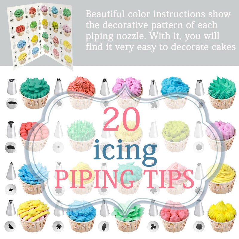 14 Inch Piping Bags and Tips Set - 100Pcs Disposable Pastry Bags with Tips for Cupcakes, Cookies, Frosting & Icing, Cake Decorating Tools with Frosting Nozzles Baking Supplies for Home, Kitchen Use