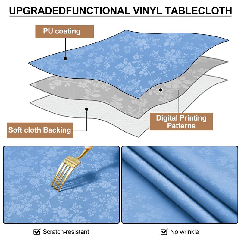 Smiry Rectangle Table Cloth, Waterproof Heavy Duty Vinyl Tablecloths, Wipeable Washable Table Cover for Kitchen and Dining Room (Gold, 52" X 70")