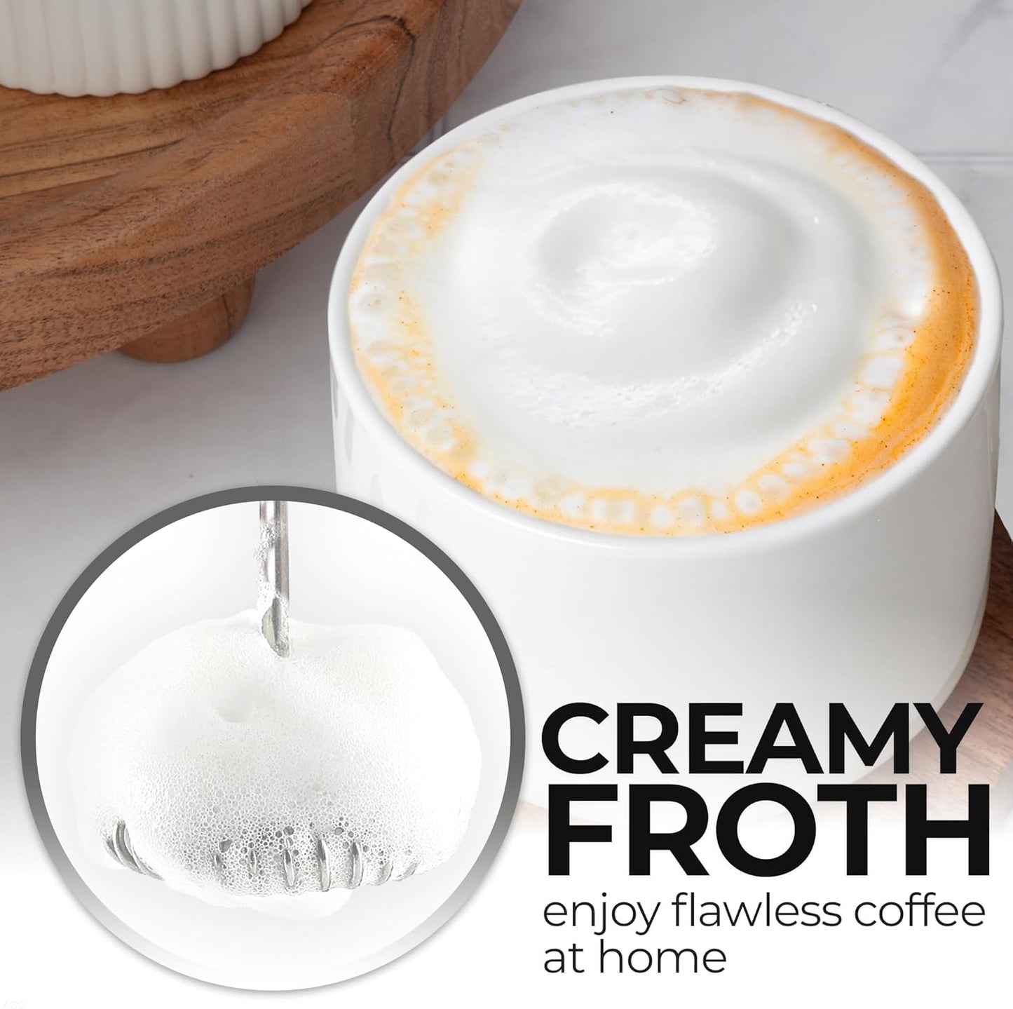 Zulay Kitchen Rechargeable Milk Frother - 3 Speed Drink Mixer with 3 Whisk Attachments - Cream Copper
