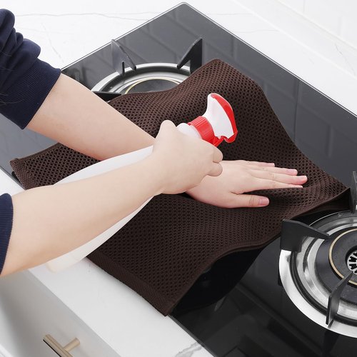 Homaxy 100% Cotton Waffle Weave Kitchen Dish Towels, Ultra Soft Absorbent Quick Drying Cleaning Towel, 13 x 28 Inches, 4-Pack, Dark Brown