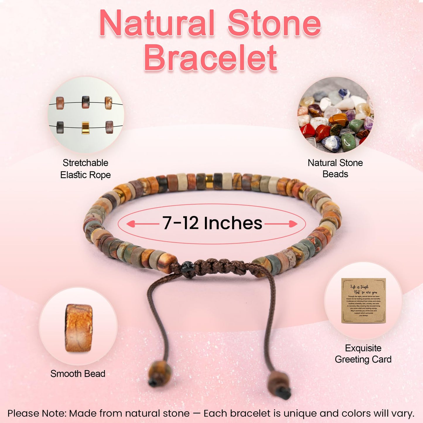 ZOKCC Daughter Bracelets Gifts from Mom Healing Natural Stone Beads Bracelets - Inspirational Valentines Mothers Day Birthday Christmas Gifts for Daughter