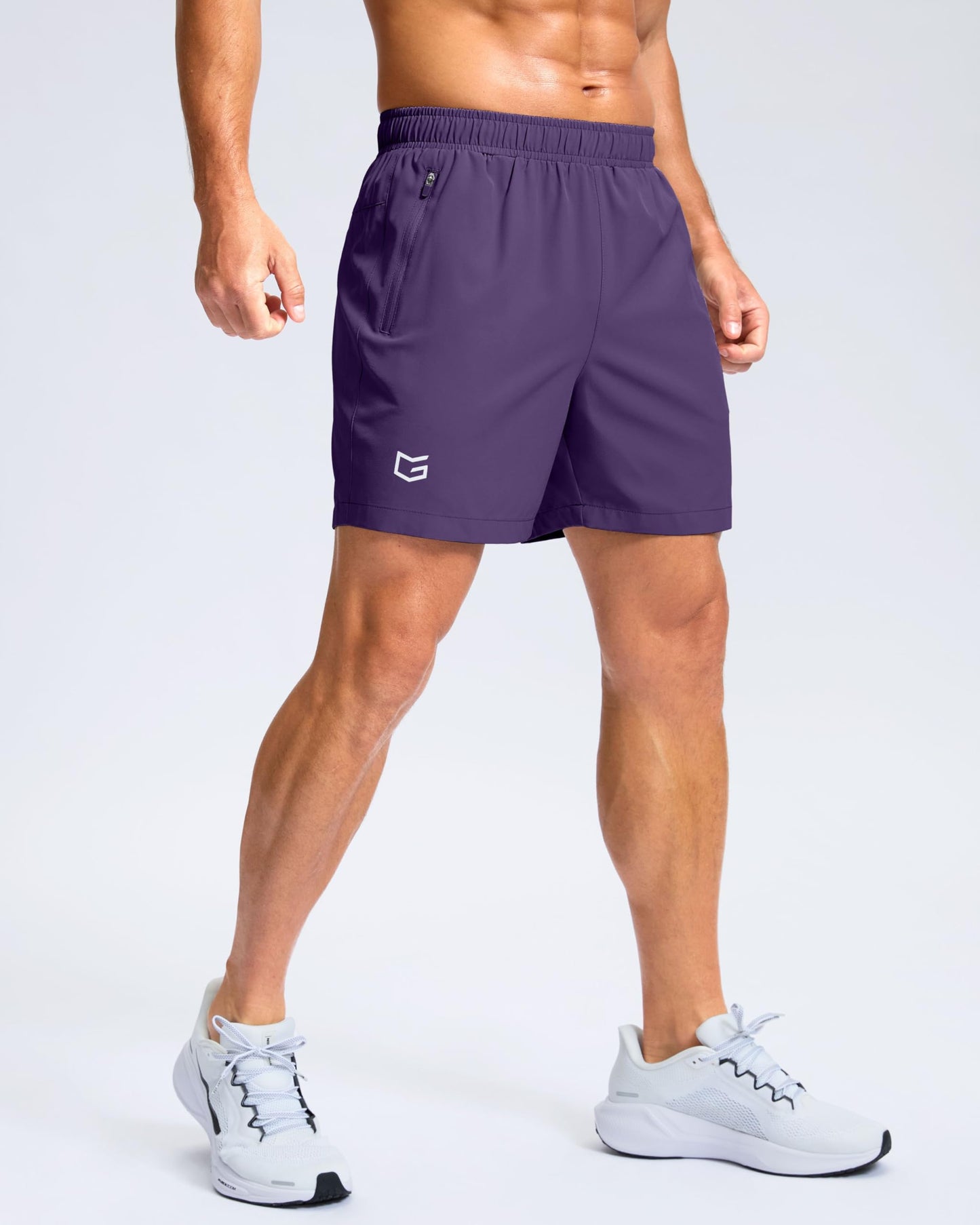 Men's Athletic Running Shorts with Zipper Pockets Quick Dry 7"/ 5"/ 9" Workout Gym Shorts for Basketball Hiking(Purple,5XL)