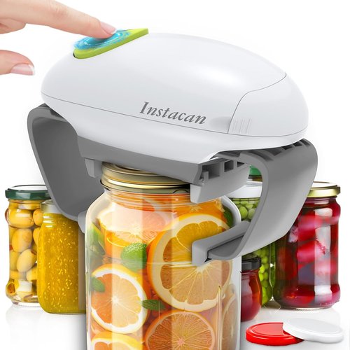 INSTACAN Electric Jar Opener - Higher Torque, One Touch Operation for Easy Lid Removal | Ideal for Seniors & Arthritic Hands (White)