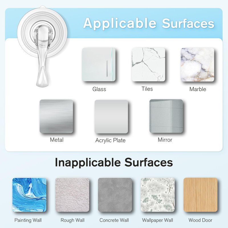 VIS'V Suction Cup Hooks, Small Shower Suction Hooks with Wipes, Heavy Duty, Removable and Reusable, Clear, 4 Pcs