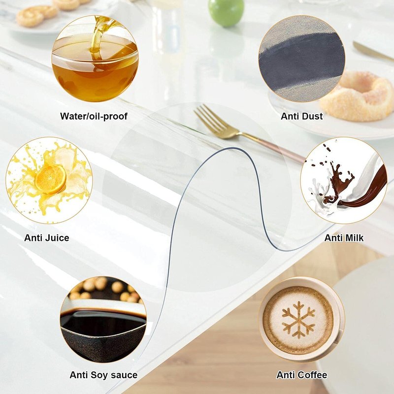 LovePads Frosted Table Cover Protector 44 x 60 Inch, 1.5mm Thick Plastic Table Cover, Table Protector for Dining Room Table, Waterproof Vinyl Tablecloth Table Pad Mat for Kitchen, Writing Desk