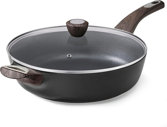 SENSARTE Nonstick Frying Pan - 12 Inch Deep Skillet with Lid | Healthy, PFOA-Free Cooking Pan