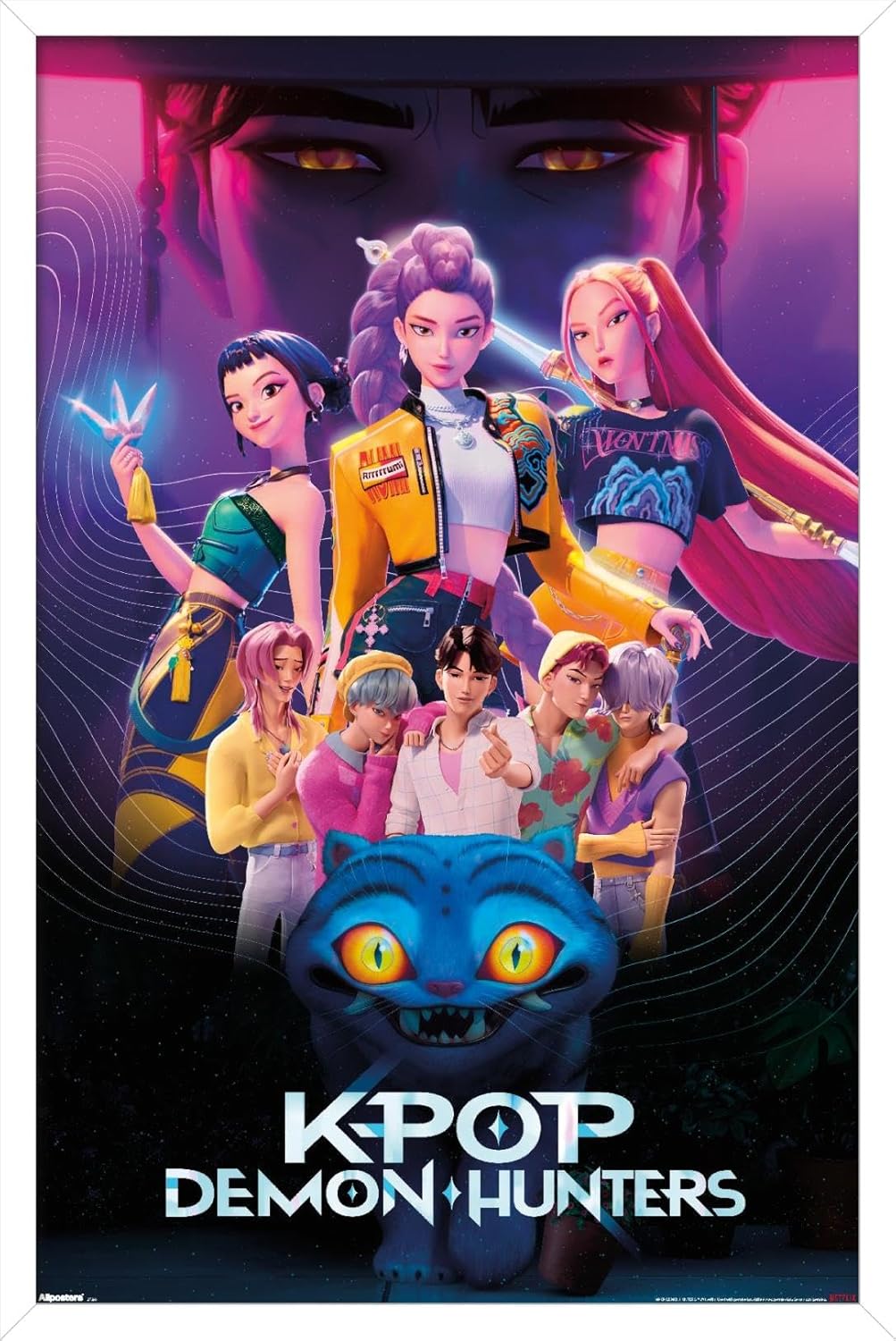 Netflix KPop Demon Hunters Wall Poster - Framed 34L x 22.4W for Stylish Home Decor