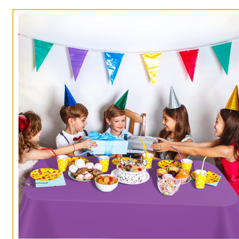 tujol Purple 6 Pack Plastic Table Cloth 54" x 108", Disposable Tablecloths Rectangle Table Cover, Plastic Tablecloths for Parties
