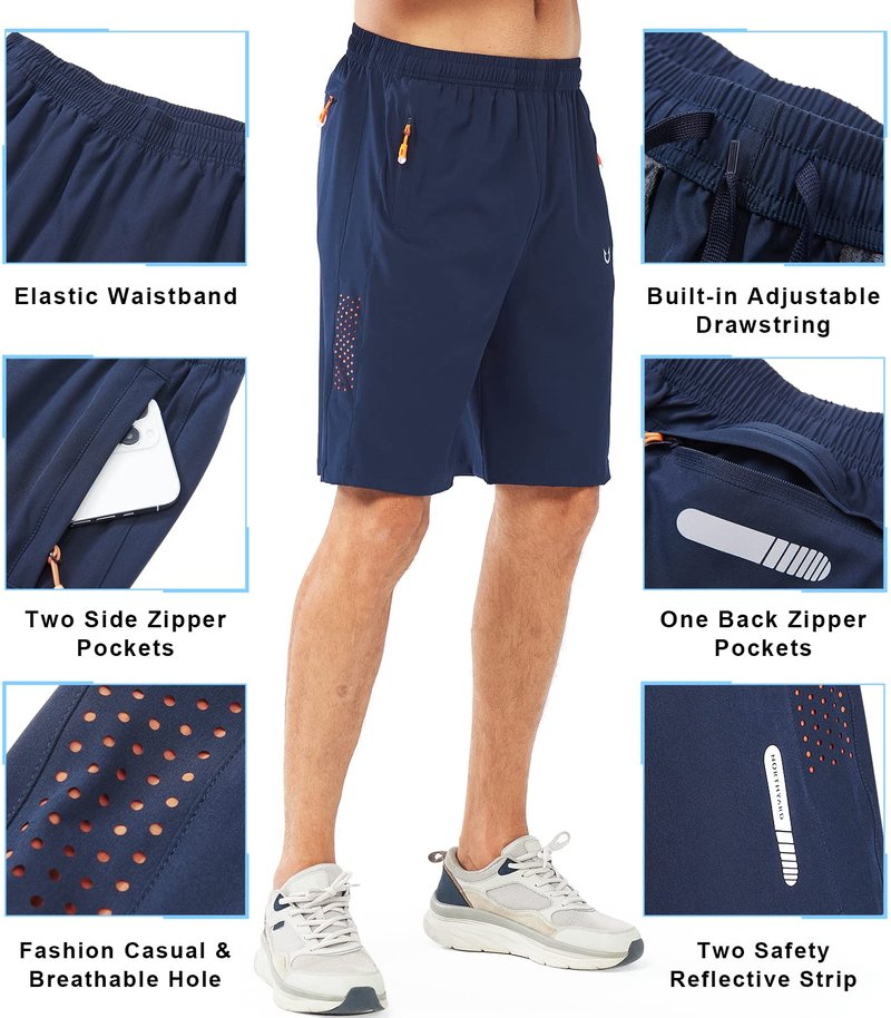 NORTHYARD Men's Athletic Running Shorts Quick Dry Workout Shorts 7"/ 5"/ 9" Lightweight Sports Gym Basketball Tennis Hiking Exercise NAVY-9inch S