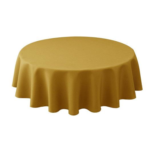 Biscaynebay Round Christmas Tablecloths 60" for Round Tables diameters from 28" to 48", Gold Textured Fabric Water Resistant Folding Table Covers Washable for Dining, Kitchen, Wedding, Parties etc