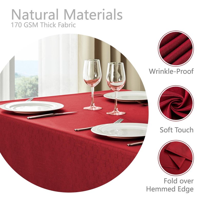Veblandy Rectangle Tablecloth Waterproof 60x84 inch Linen Textured Table Cloth Stain and Wrinkle Resistant Washable, Decorative Fabric Table Cover for Dining, Party and Camping, Red