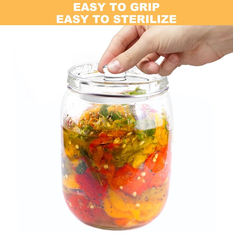 Jucoan 9 Pack Glass Fermentation Weights with Easy Grip Handle, Heavy Glass Fermenting Weights for Wide Mouth Mason Jars, Fermenting Lid Kit Pickling Weights for Kimchi, Sauerkraut, Dishwasher Safe