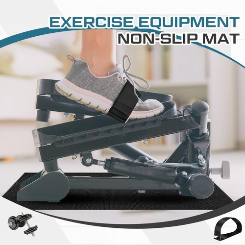 Foilswirl Thick Elliptical Mat with 4 Pcs Elliptical Pedal Straps for Under Desk Elliptical Machine, Ellipse Non Slip Mat, Ellipse Leg Exerciser Machine Pedal Strap for Home Fitness, Enhance Stability