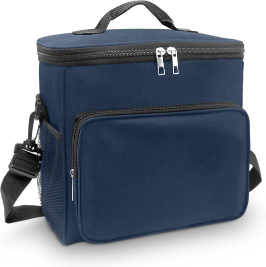 Skiennix Insulated Lunch Bag - Large Leakproof Cooler Tote for Work & Picnic | Adjustable Shoulder Strap, Blue
