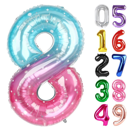 Starry Sky Number 8 Balloon 40 Inch, 8th Birthday Party Decorations for Children, Giant 8 Foil Balloon for Party Supplies