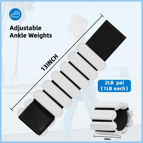 Ankle Weights for Women and Men, Adjustable Wrist Weighted Training Bracelet for Home Gym Workout, Strength Training Walkin Running, Foot weights for exercise, （1 LB each, Grey）2pc on Set