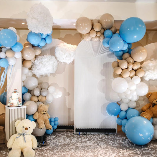 RUBFAC Light Blue Balloons 129pcs Different Sizes 18 12 10 5 Inch for Garland Arch, Sky Blue Balloon for Graduation Birthday Gender Reveal Baby Shower Party Decoration