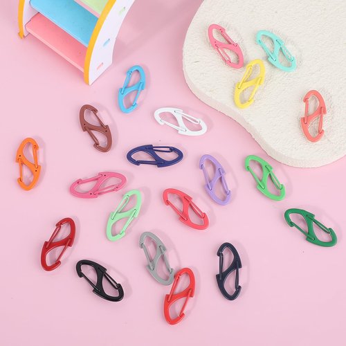 JJUNW 20pc Alloy S Carabiner Clips, Dual Opening Design, Keychain Snap Hooks, Mini Carabiner for Dual Wire Gate Clip Interlocking Keychain Attachment (Black)