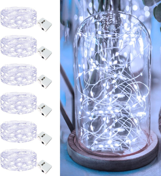 Skiennix 6 Pack Fairy Lights - 7ft 20 LED Twinkle Lights | Waterproof Mini String Lights for DIY Decor