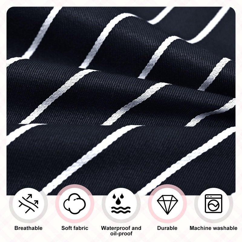 ZAIORD 2Pack Adjustable Kitchen Apron for Women Men with 2 Pockets，Cotton-Polyester Blend Bib Aprons for Cooking,Baking
