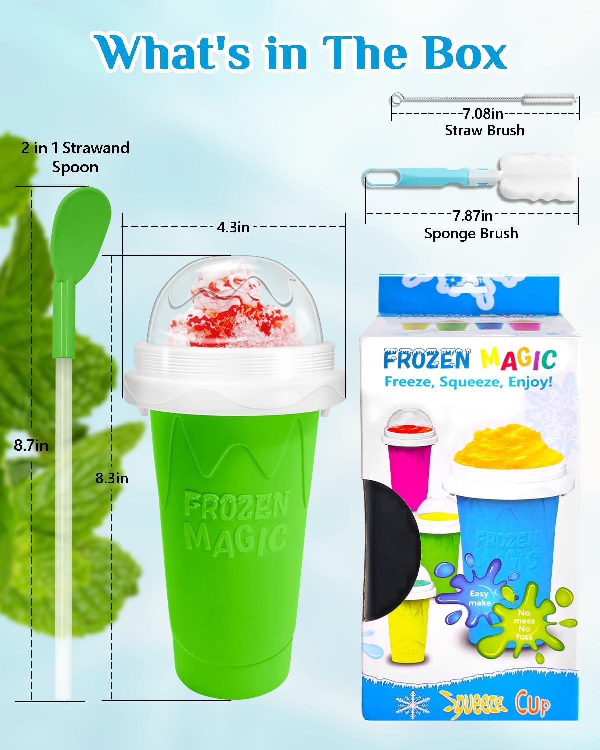 Skiennix Slushy Cup - DIY Magic Slushy Maker for Juices & Ice Cream | Portable Double-Layer Design (Green)