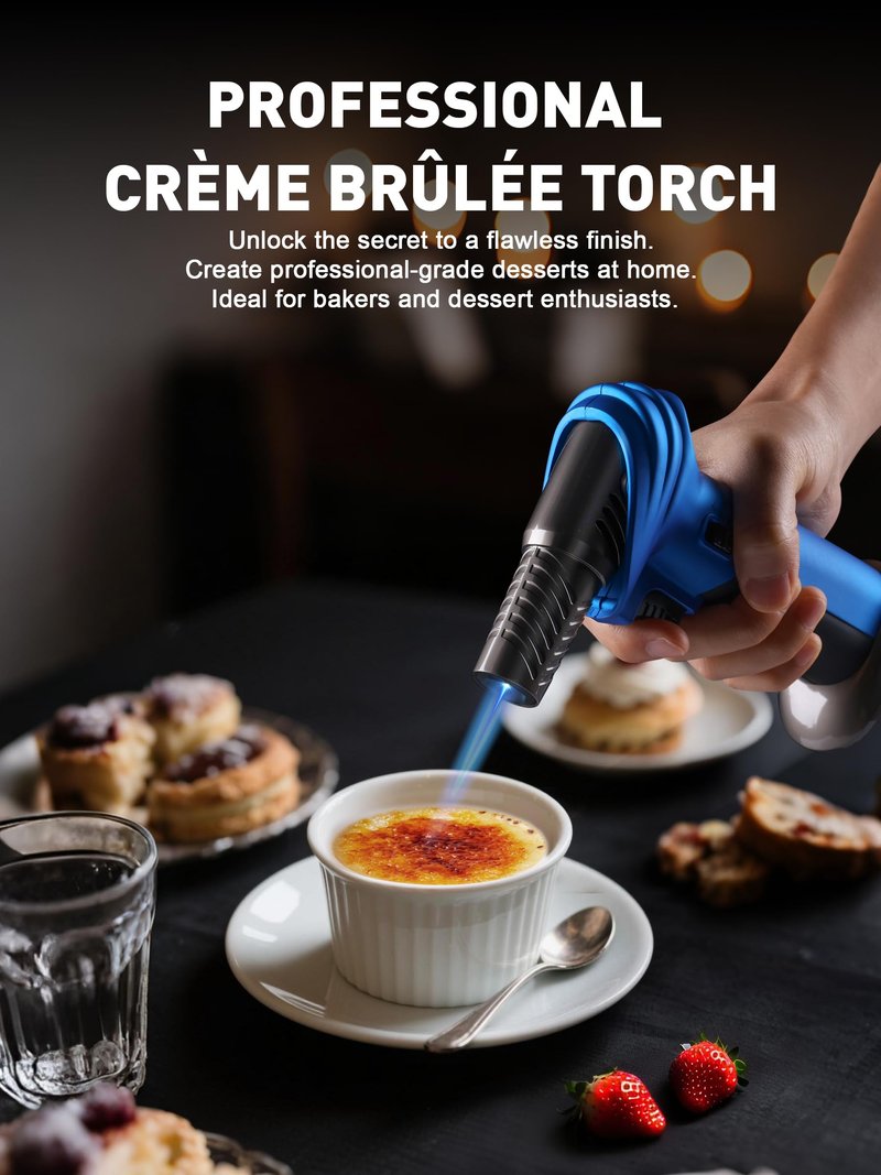 SMART JERRY - Mini Torch Gun | Butane Torch Lighter Windproof & Refillable with Safety Lock | Max 1500℃ Adjustable Flame for Cooking, BBQ, Creme Brulee, Soldering, Cigar Lighting