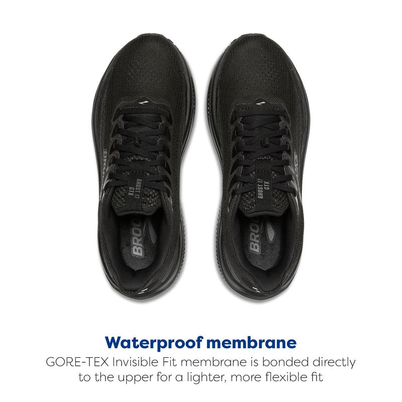 Brooks Men’s Ghost 17 GTX Waterproof Supportive Running & Walking Shoe - Black/Black/Ebony - 13 Medium