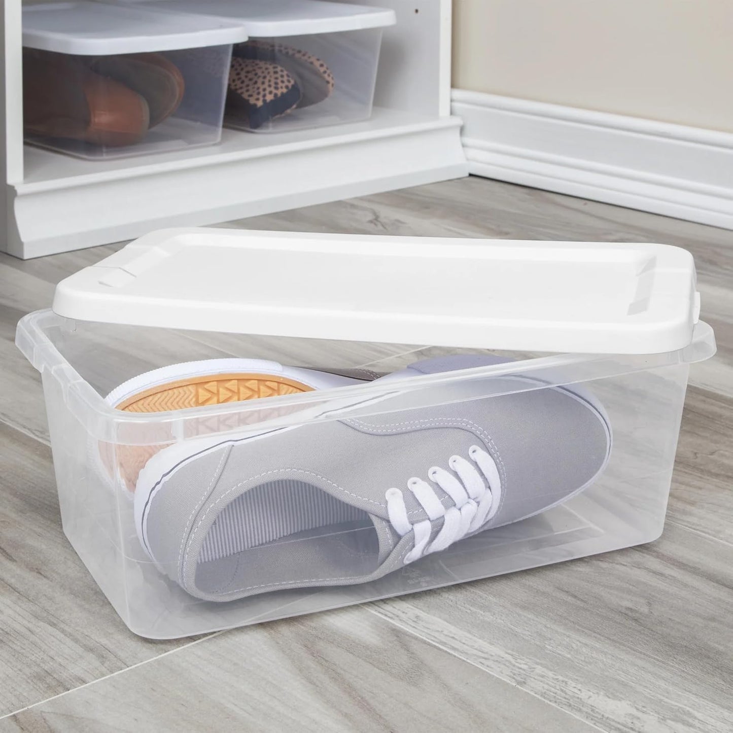 KKEATOY 6 Qt. Plastic Shoe Storage Box - Stackable & BPA-Free Clear Bin, Set of 20