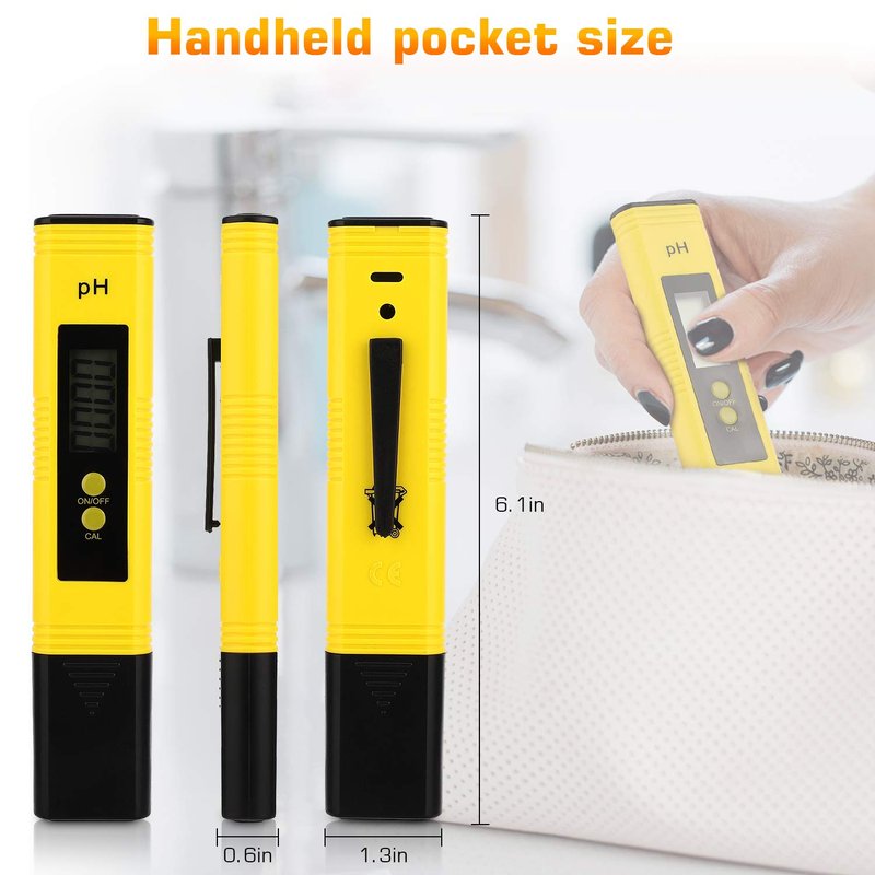 PH Meter for Water Hydroponics Digital PH Tester Pen 0.01 High Accuracy Pocket Size with 0-14 PH Measurement Range for Household Drinking, Pool and Aquarium (pH Meter 4PCS)