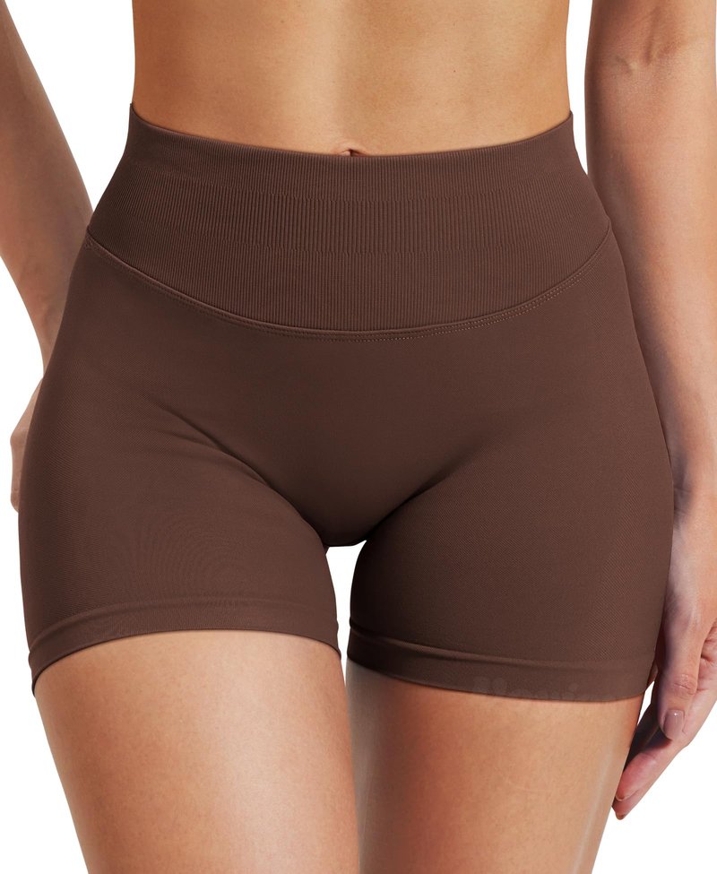 VOYJOY Women Workout Impact Shorts 2.5"/ 3.6"/ 4.5"/ 6" Scrunch Butt Lifting Gym Seamless Booty Biker Shorts Deep Brown