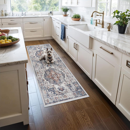 Skiennix 2x5 Washable Hallway Runner Rug - Non-Slip Indoor Carpet for Farmhouse Entryway | Soft, Water-Resistant, Brick Color