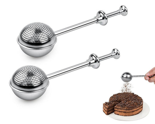 Victhur Flour Sifter 304 Stainless Steel Flour Duster Tea Strainer set of 2 Spring-operated Handle Strainer for Baking, Sifting Sugar, Flour, Spices, and Herbs
