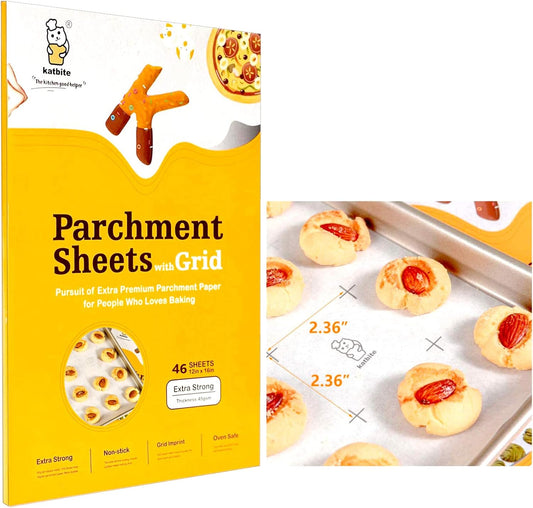 Katbite 12x16 Inch Non-Stick Parchment Paper Sheets - Heavy Duty Precut Baking Paper for Cookies & Air Frying