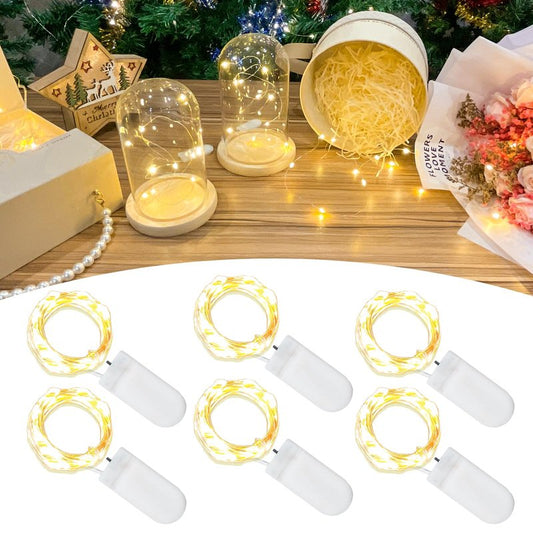 Etinga 6 Pack Fairy Lights Battery Operated String Lights, 10 LED on 3.3ft Silvery Copper Wire,High Brightness for Wedding Christmas Flowers Gift Box Decoration (6 Pack, Warm White)