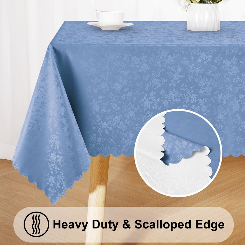 Smiry Square Table Cloth, Waterproof Heavy Duty Vinyl Tablecloths, Wipeable Washable Table Cover for Kitchen and Dining Room (Haze Blue, 54" X 54")