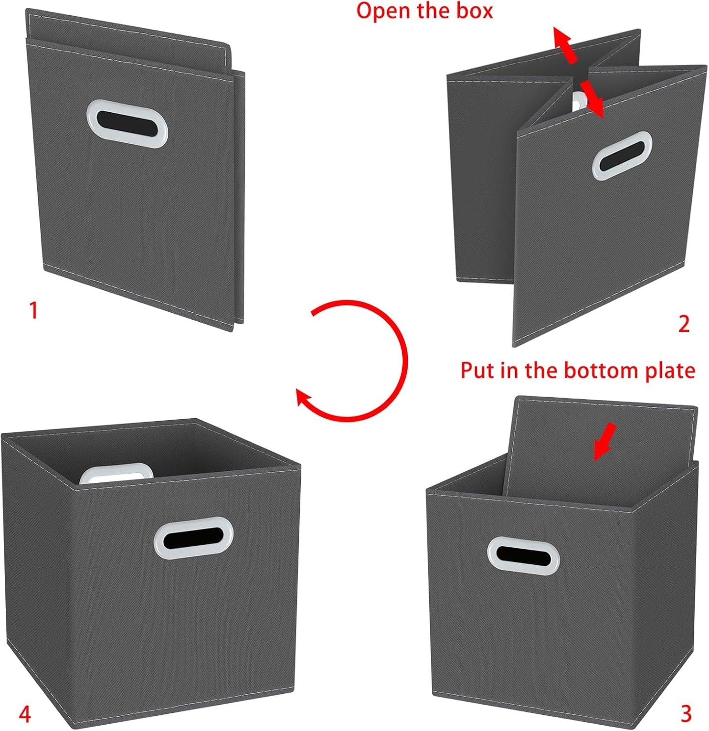 Yunkeeeper Fabric Cube Organizer - Foldable Storage Bins with Handle | Set of 3, 11x11x11, Gray